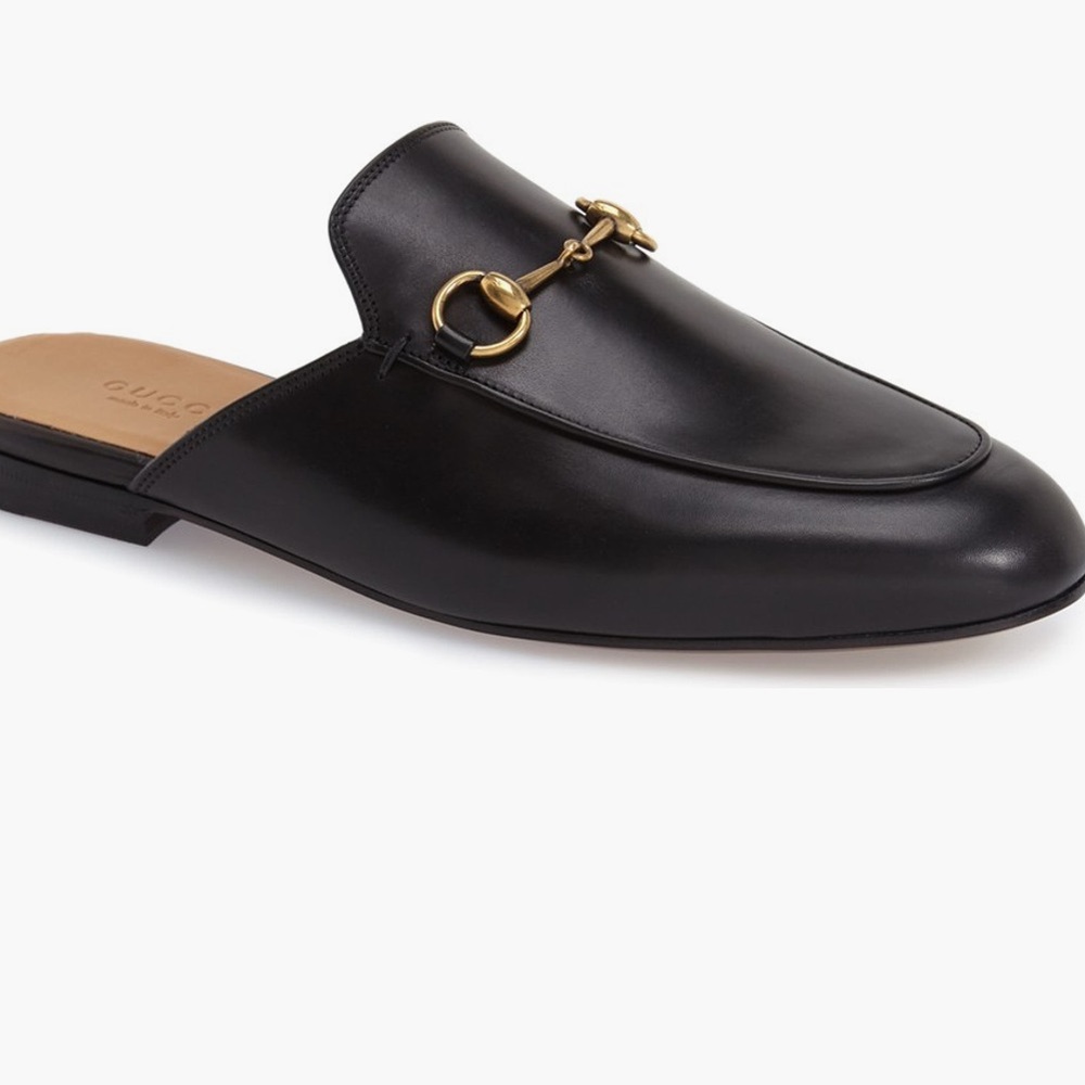 Gucci Princeton Authentic leather slipper slides with classic gold horse bit - Picture 3 of 16